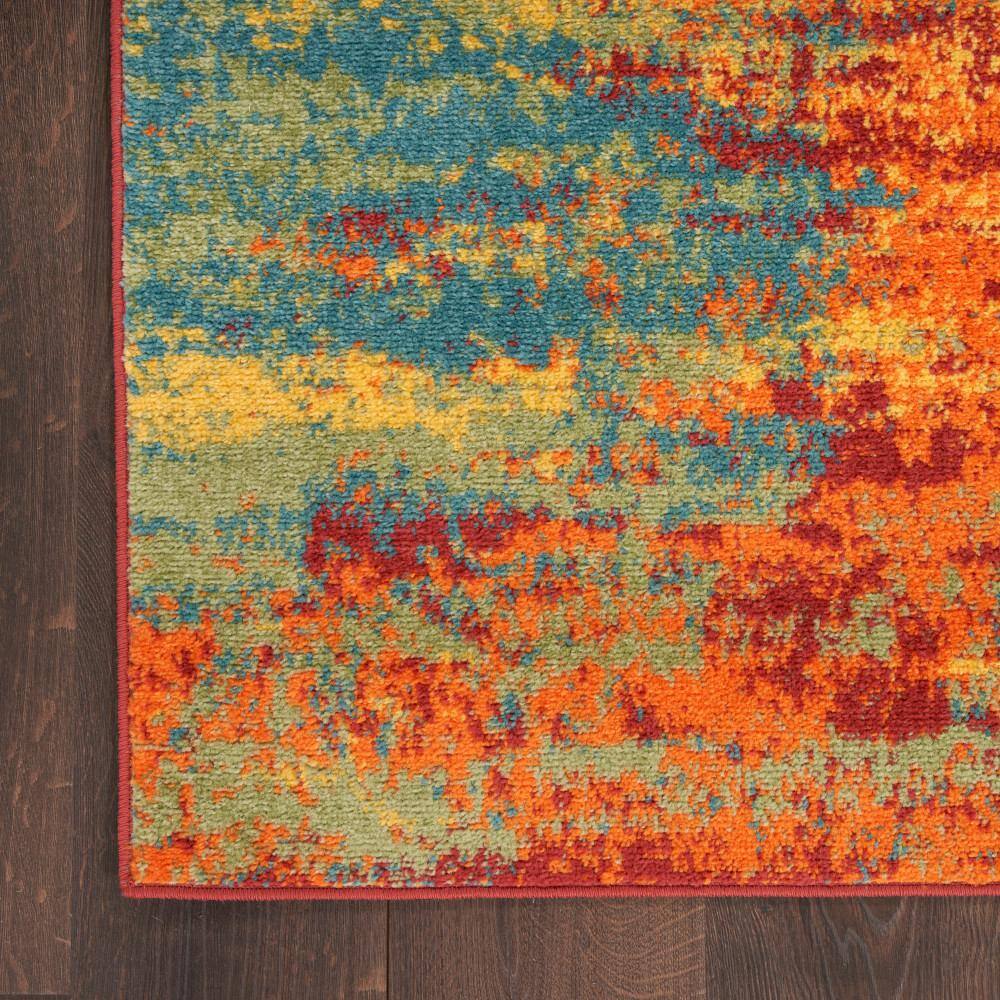 Flame Red and Yellow Synthetic Runner Rug, 2' x 6'