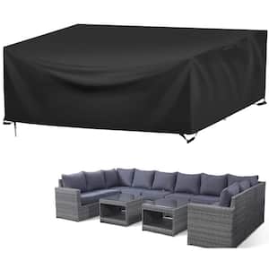 Heavy-Duty Waterproof 98"Lx78"Wx32"H Black Outdoor Couch Table Furniture Cover