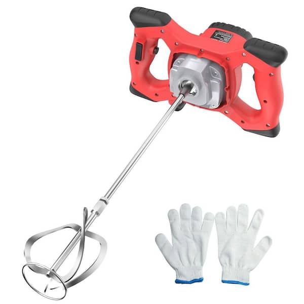2100W Red Electric Concrete Mixer with 6 Speed, 110V Handheld Mud Mixer for Motar, Paint, Grout, Plaster, Thinset