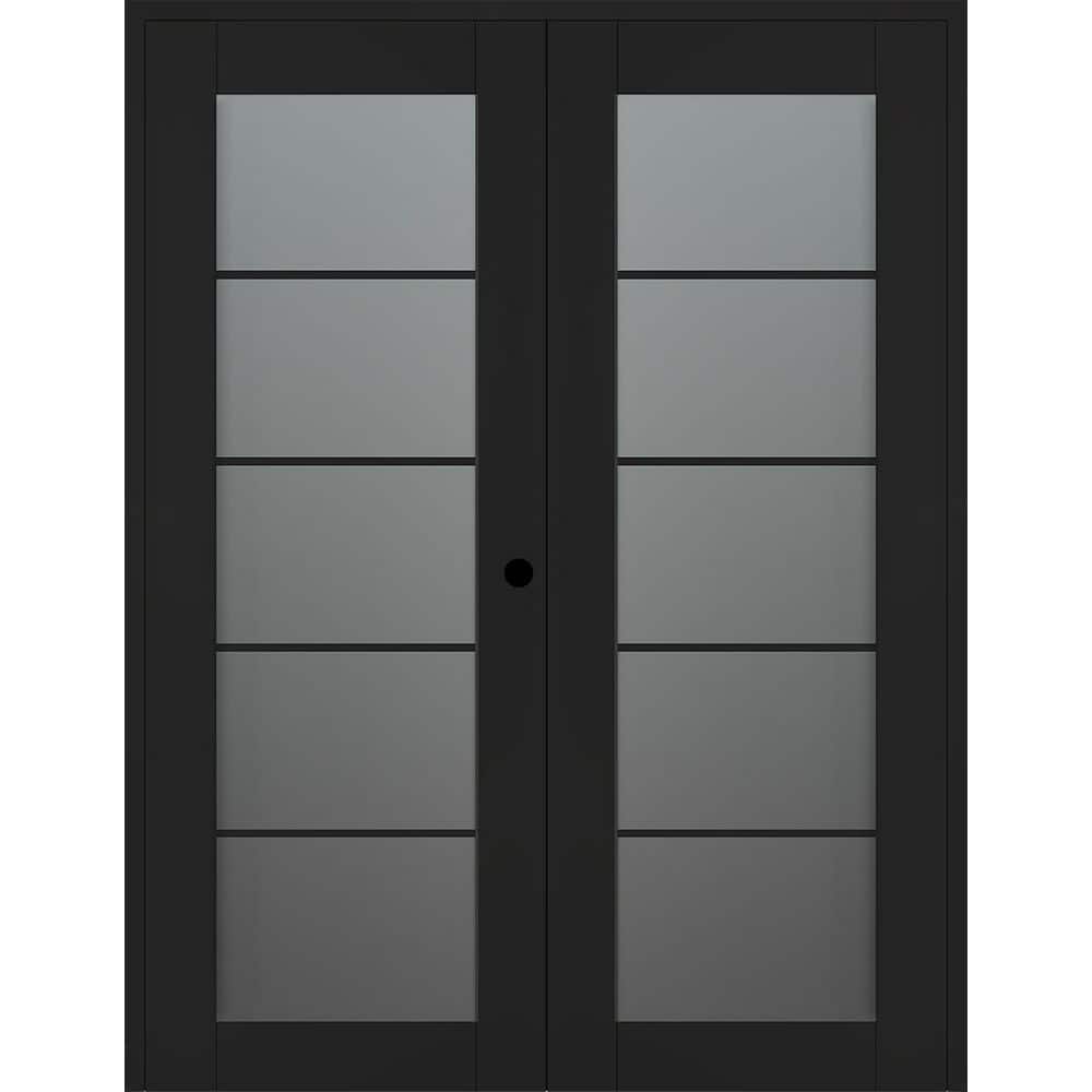 Avon 5 Lite N 36 in. x 80 in. Left Active 5-Lite Frosted Glass Black Matte Wood Composite Double Prehung French Door price history on PriceWatchPro