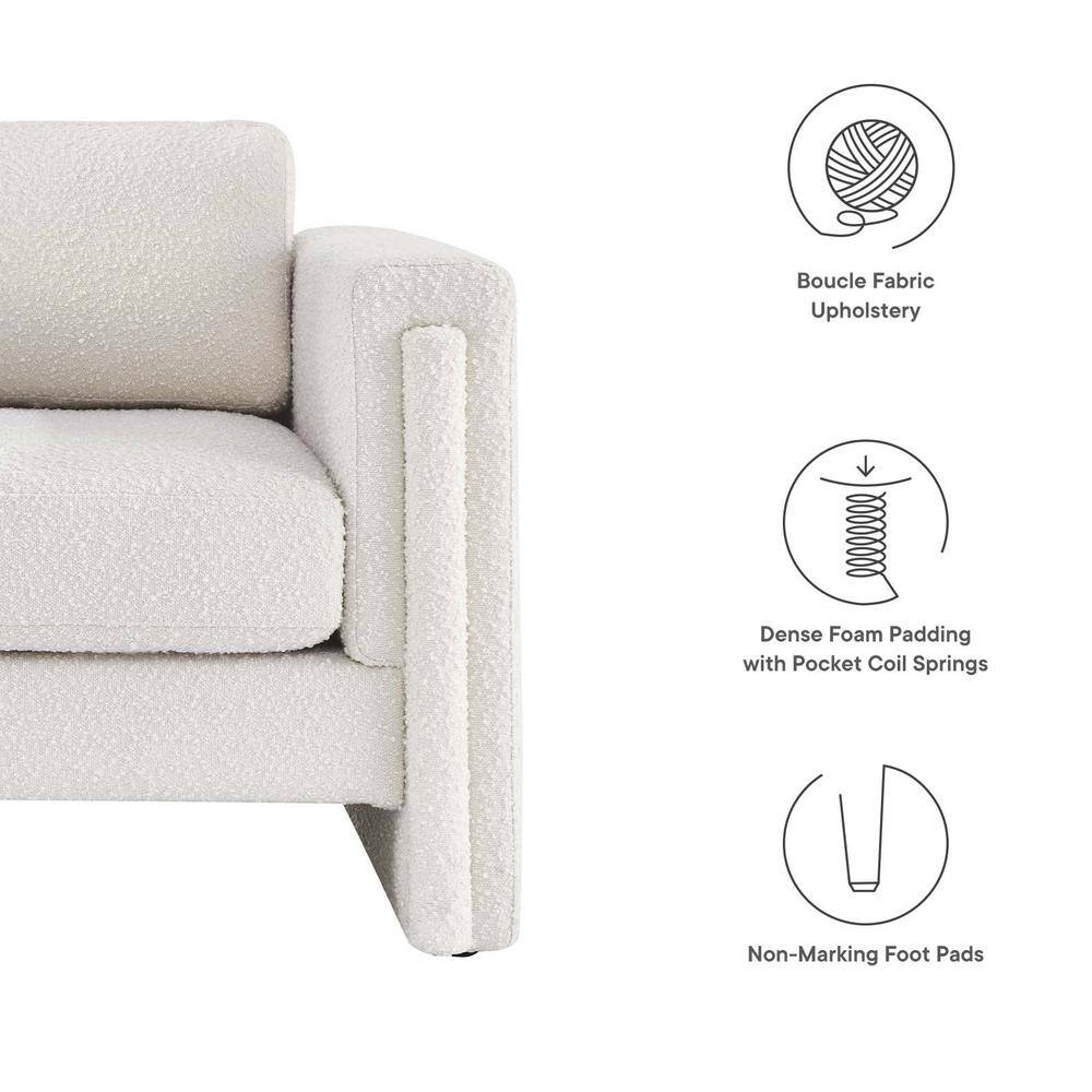 Ivory Boucle Fabric Modern Accent Chair with Manufactured Wood Frame