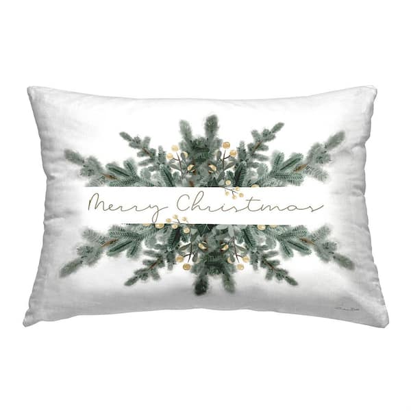 Christmas Pine Sprigs Green Print Polyester 14in. X 20in. Throw Pillow