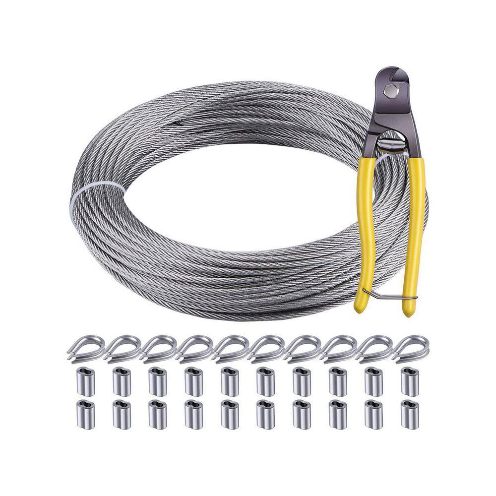 200 ft. L x 1/8 W x 7 x 7 H Silver Stainless Steel Rope Outdoor Deck Railing Garden Fence Kit with Thimbles Cutter price history on PriceWatchPro