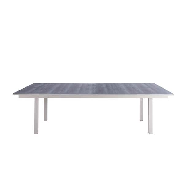 HomeRoots Danielle White Marble Steel Stone 108 in. 4 Legs Dining Table (Seats 6)