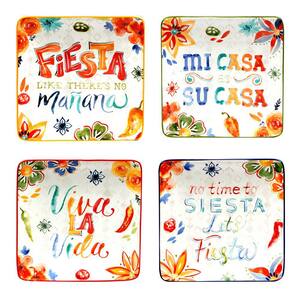 Sweet and Spicy Canape Plates Assorted Colors Dessert Plates (Set of 4)
