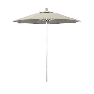 7.5 ft. Silver Aluminum Commercial Market Patio Umbrella with Fiberglass Ribs and Push Lift in Antique Beige Olefin