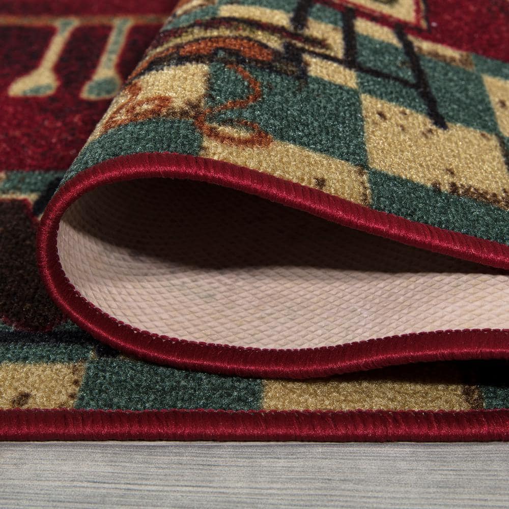 Red Chef Design Non-Slip Kitchen Runner Rug, 20" x 59"