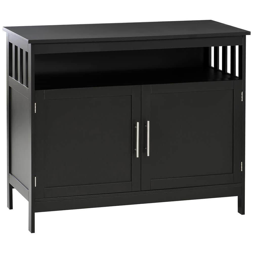 39.25 in. W x 17.00 in. D x 31.50 in. H Black Linen Cabinet Coffee Bar Cabi