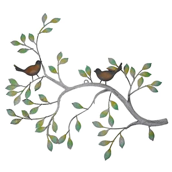 Unbranded 24 in. x 18.5 in. Metal Branches w/ Birds and Leaves Decorative Wall Sculpture