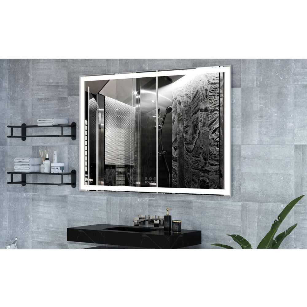 60x40 Inch Silver Aluminum LED Bathroom Vanity Mirror