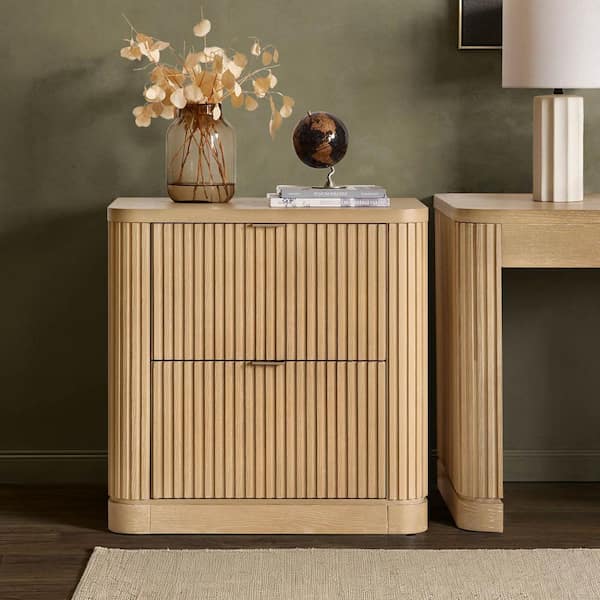 Rosee 2-Drawers Natural Wood 30 in. W Vertical File Cabinet