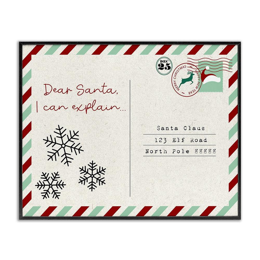 Dear Santa Postcard by Lil' Rue 1-Piece Framed Graphic Print Typography Poster Art Print 20 in. x 16 in. price history on PriceWatchPro