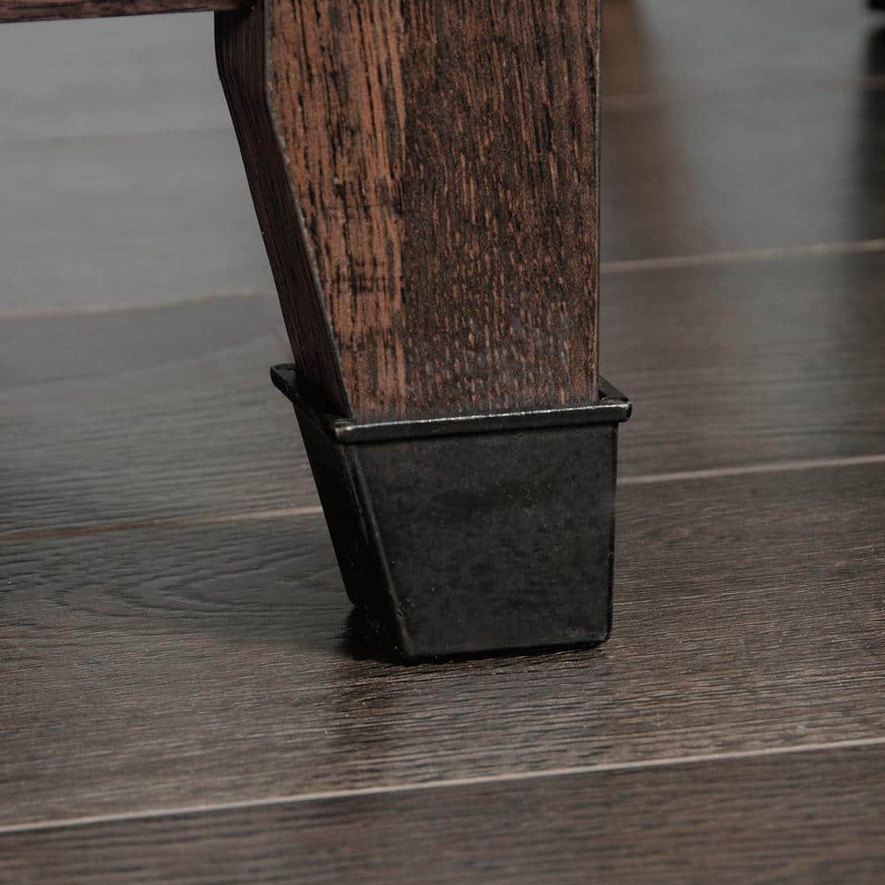 Executive Coffee Oak Workstation with Drawer and Filing Cabinet