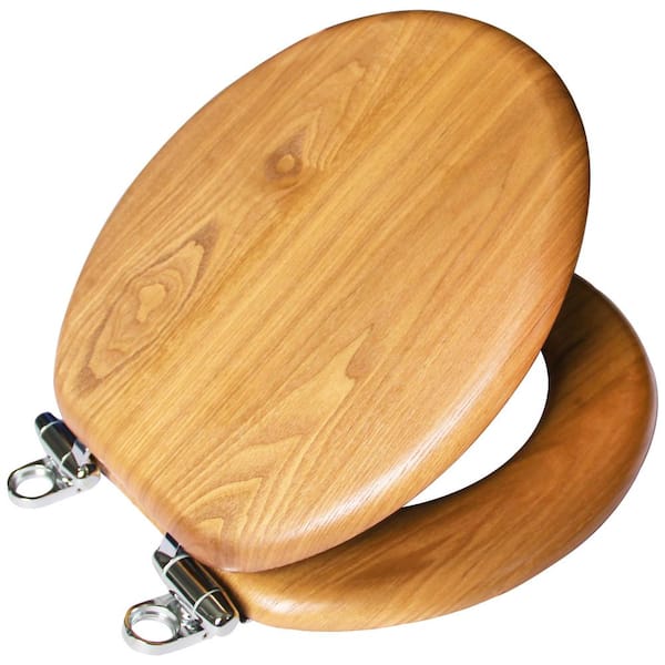 Design House Dalton Round Closed Front Toilet Seat in Honey Oak