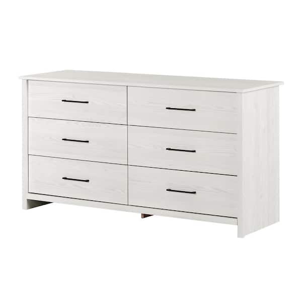 South Shore Fernley, White Pine 6-Drawer 59.25 in. Chest of Drawers