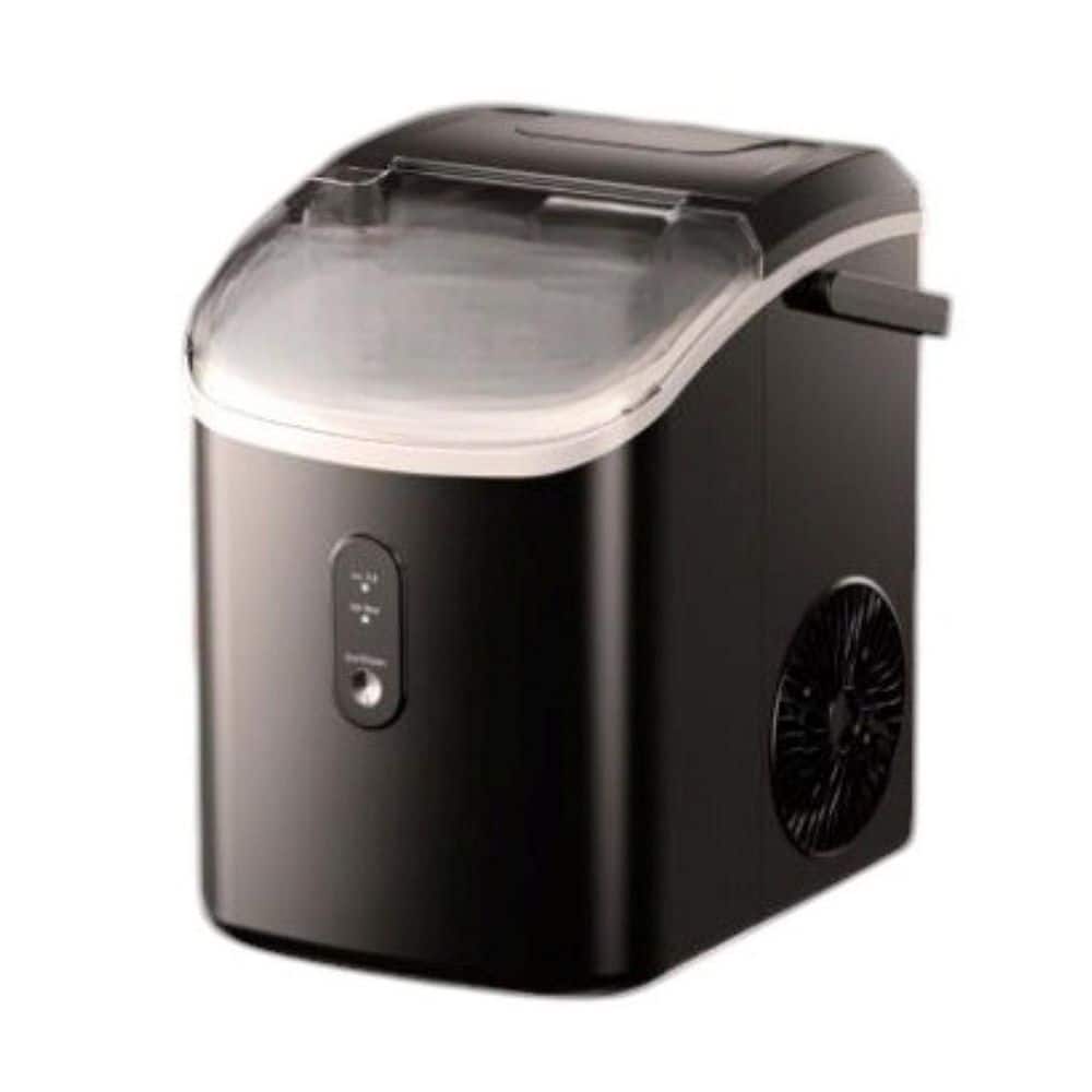 "34 lbs. Freestanding Portable Nugget Ice Maker with Handle, 11.61"" W, Basket, Scoop & Removable Cover, Black"