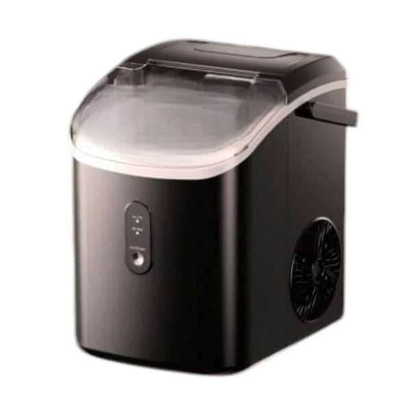 Unbranded 34 lbs. Freestanding Portable Nugget Ice Maker with Handle, 11.61" W, Basket, Scoop & Removable Cover, Black