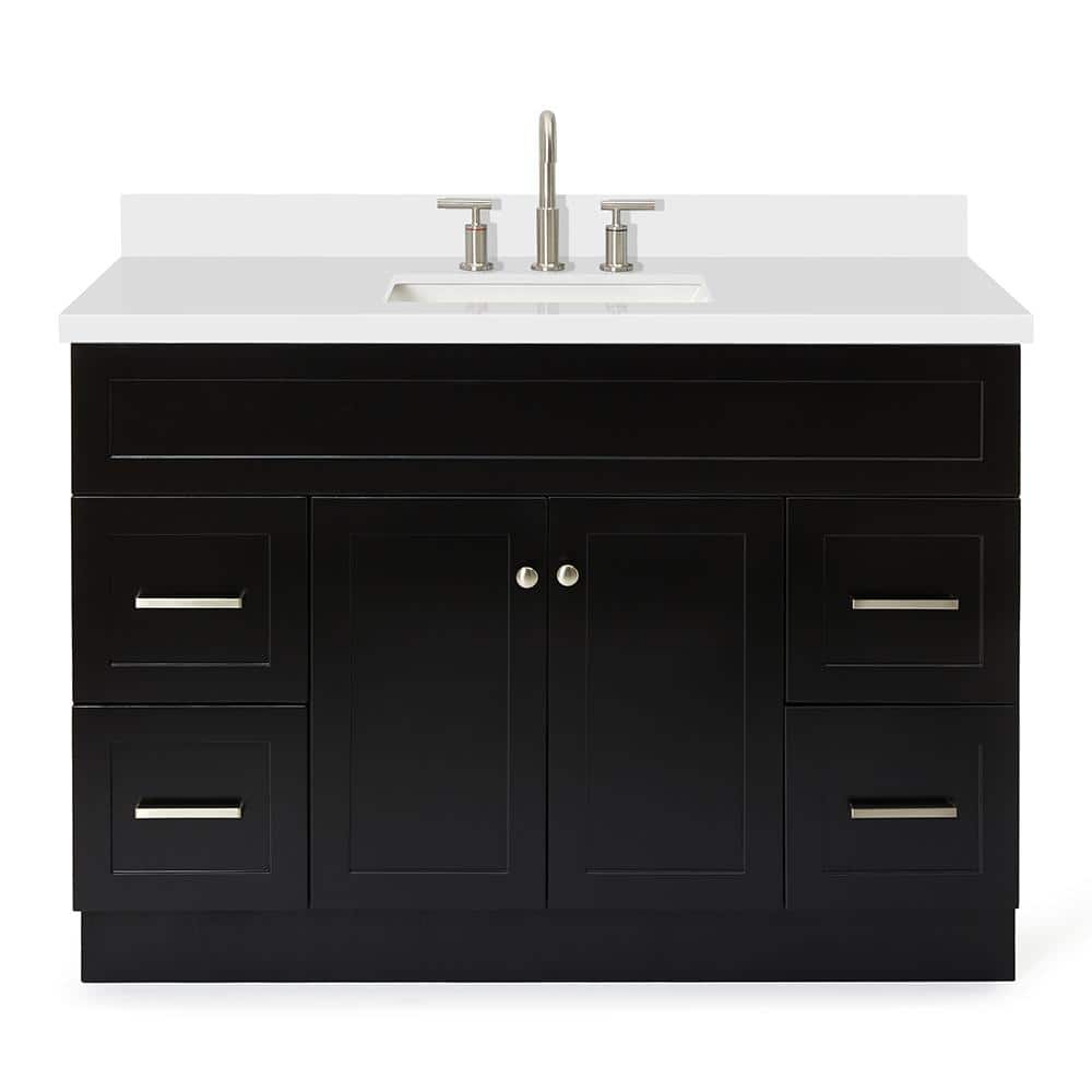 Hamlet 49" Black Wood Vanity with White Quartz Top