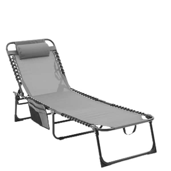 maocao hoom Folding Chaise Lounge Pool Chair Set of 2, Outdoor Lounge Chair with 4-Position Reclining Back, Breathable Mesh Seat