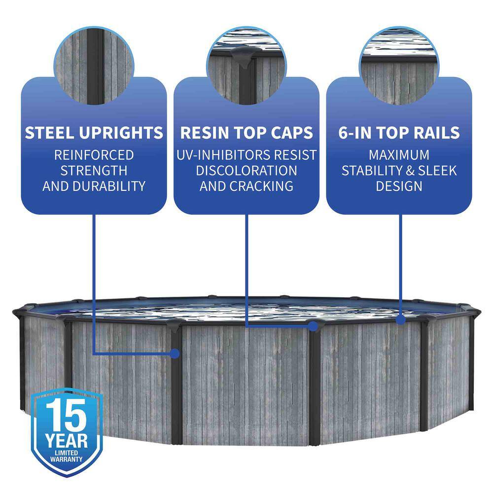 San Pedro 24-ft Round Steel Wall Swimming Pool with Filter and Pump