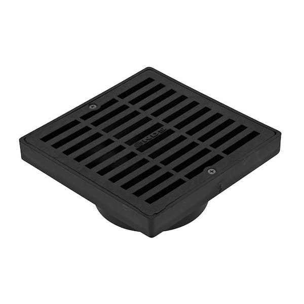 NDS 6 in. Plastic Square Drainage Grate with Adapter in Black