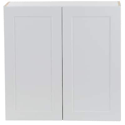 Cambridge White Plywood Shaker Stock Assembled Wall Cabinet with 2 Soft Close Doors (30 in. x 30 in. x 12.5 in.)