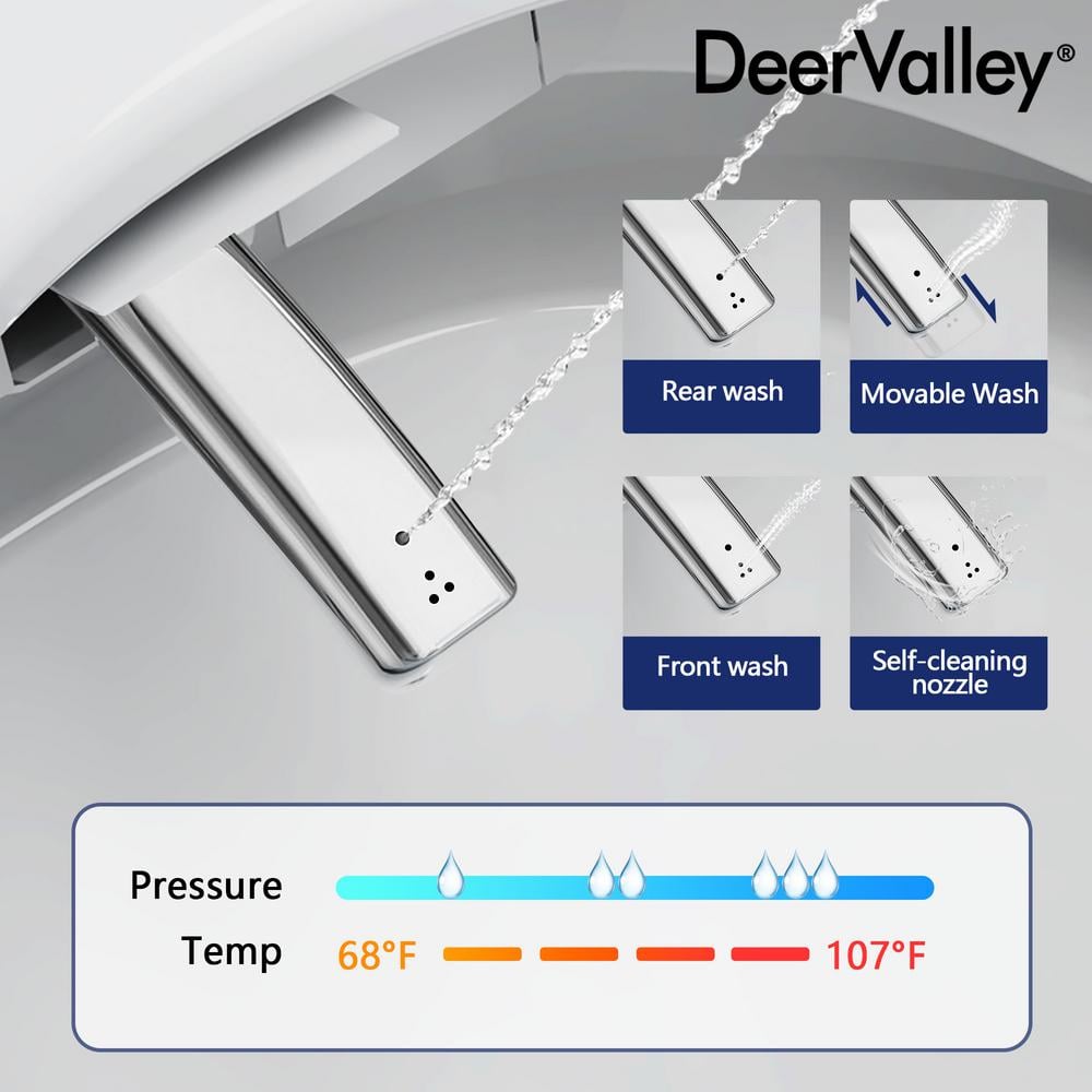 White Elongated Smart Toilet with Heated Seat and Dryer