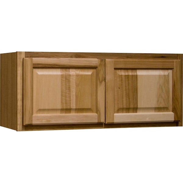 Hampton Bay Hampton 30 in. W x 12 in. D x 12 in. H Assembled Wall Bridge Kitchen Cabinet in Natural Hickory without Shelf