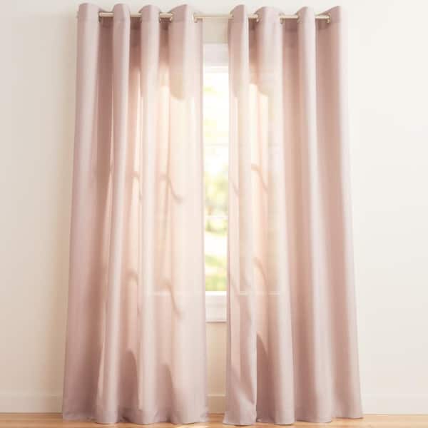 EXCLUSIVE HOME Loha Blush Solid Light Filtering Grommet Top Curtain, 54 in. W x 84 in. L (Set of 2)