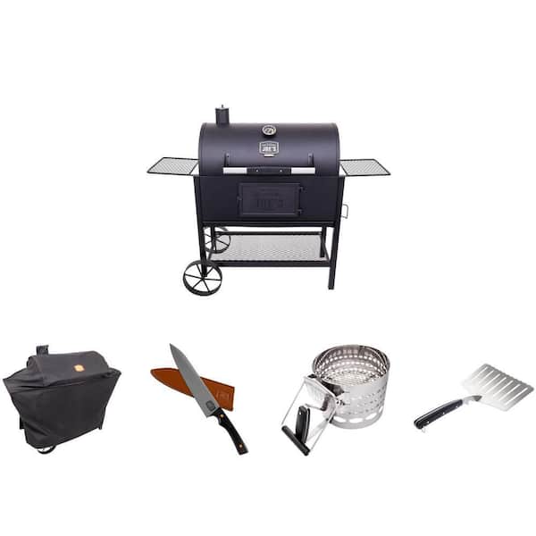 Judge Charcoal Smoker and Grill with Cover, Chef's Knife, Halftime XL Starter and Stainless Steel Hawg Lifter (5-Piece)