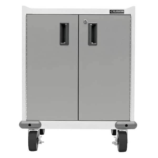 Gladiator Premier Series Pre-Assembled Steel Freestanding Garage Cabinet in White with Casters (28 in. W x 35 in. H x 25 in. D)