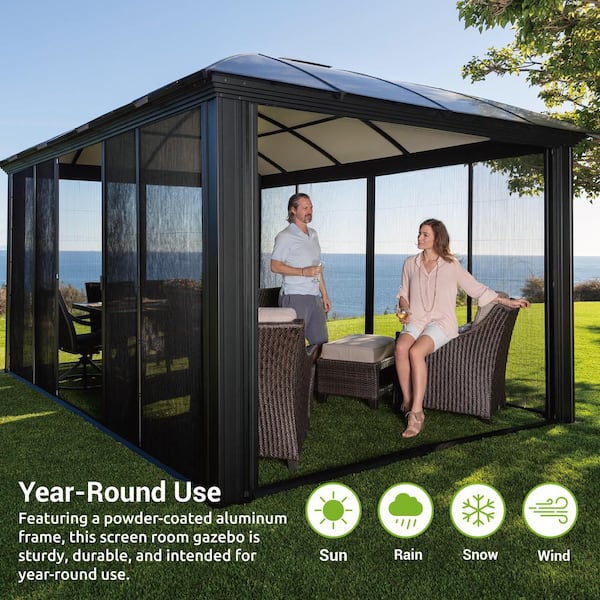 Paragon Outdoor Siena 12 ft. x 14 ft. Hard Top Gazebo with Sliding