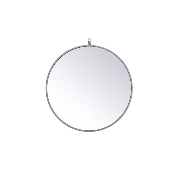 Unbranded Medium Round Grey Modern Mirror (24 in. H x 24 in. W)
