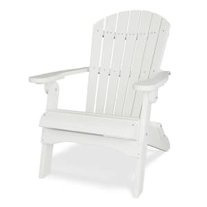 Heritage White Plastic Outdoor Folding Adirondack Chair