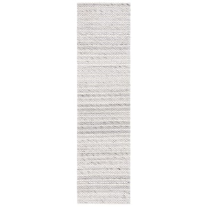 Marbella Light Grey Ivory 2 ft. X 8 ft. Border Striped Runner Rug