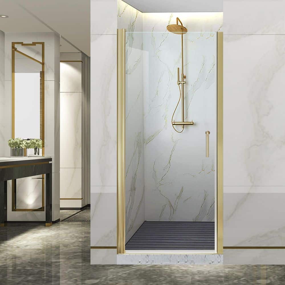 28-30 In.W X72 In.H I-Homare Frameless Pivot Shower Door, 1/4 Inch (6mm) SGCC Clear Tempered Glass Pivot Swing Shower Door, Easy To Clean