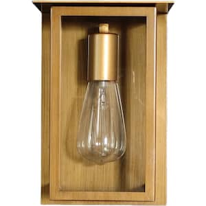 Alicia 10.25 in. Gold Outdoor Hardwired Lantern Sconce with No Bulbs Included