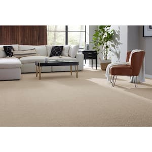 Embers Aloft Twine Beige 39 oz. Triexta Pattern Installed Carpet