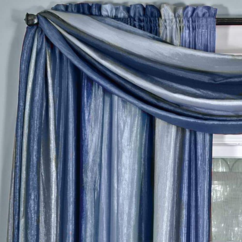 Blue Ombre Semi Sheer Polyester Window Scarf 50x144