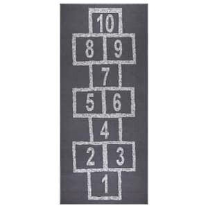 Kid's Play Collection Non-Slip Rubberback Hopscotch 3x6 Kid's Runner Rug, 2 ft. 7 in. x 6 ft., Dark Gray
