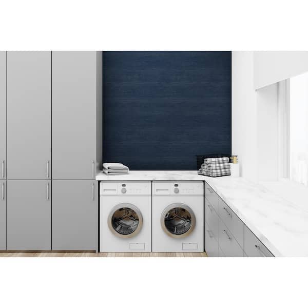 30.75 sq. ft. Navy Blue Woodgrain Vinyl Peel and Stick Wallpaper Roll