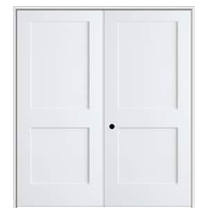 Shaker Flat Panel 36 in. x 80 in. Right Hand Active SolidCore Primed HDF Double Prehung French Door with 4-9/16 in. Jamb