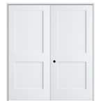 Shaker Flat Panel 36 in. x 80 in. Right Hand Active SolidCore Primed HDF Double Prehung French Door with 6-9/16 in. Jamb
