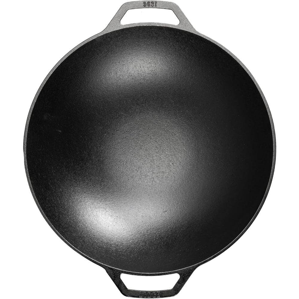 Lodge 14" Black Cast Iron Dual Handle Wok