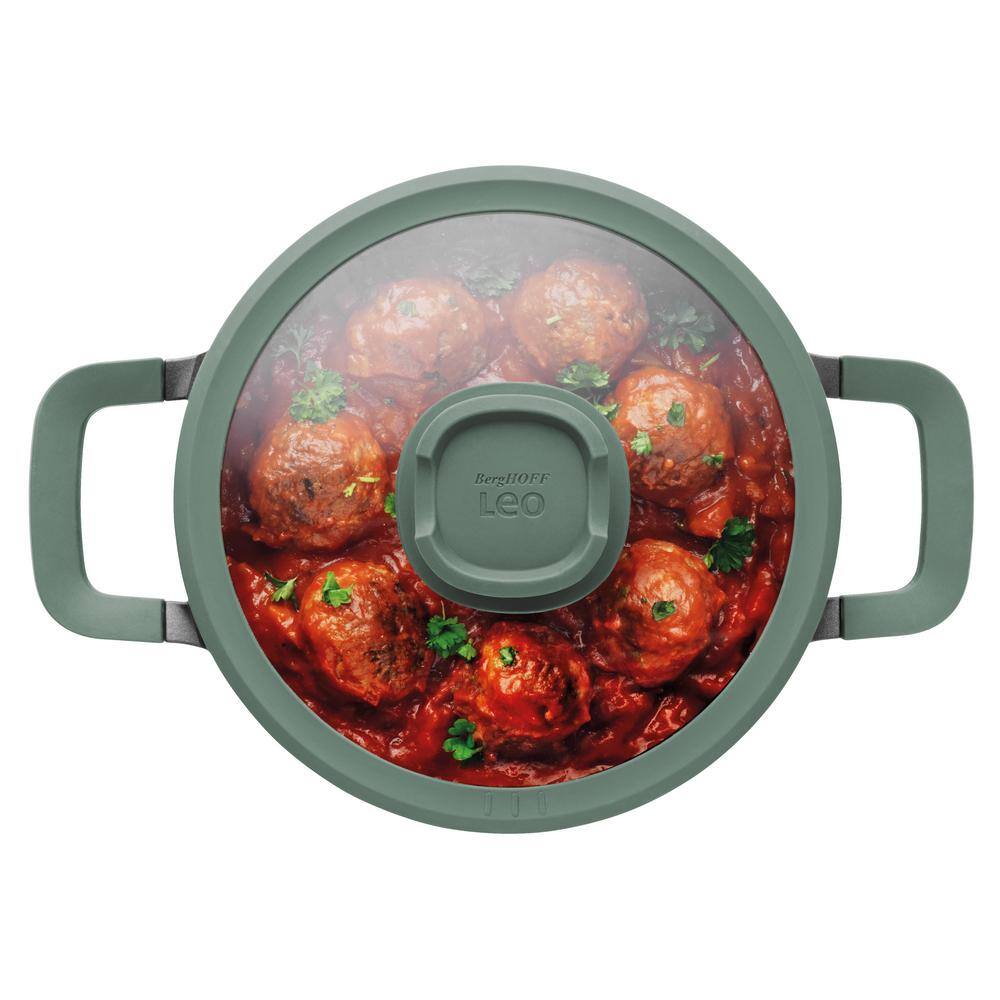 Forest Green Non-stick Cast Aluminum Stockpot with Glass Lid