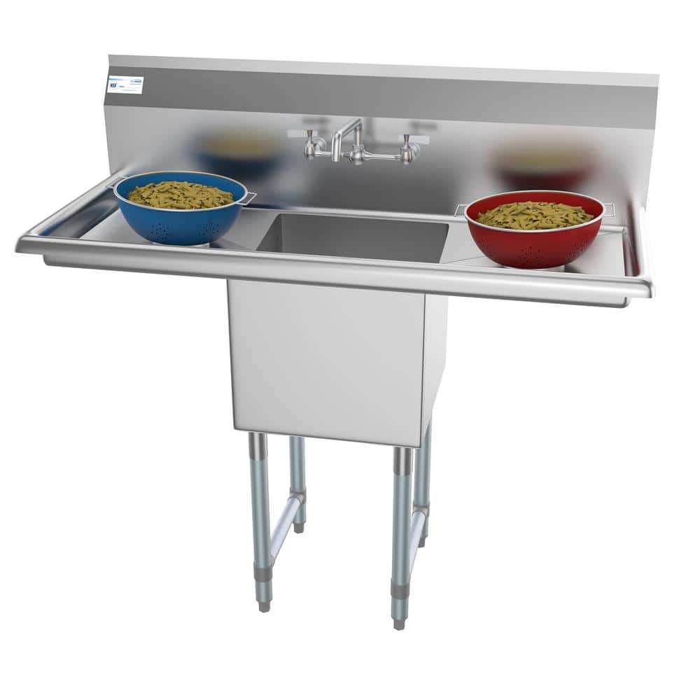 Stainless Steel Commercial Kitchen Prep Sink with Dual Drainboards