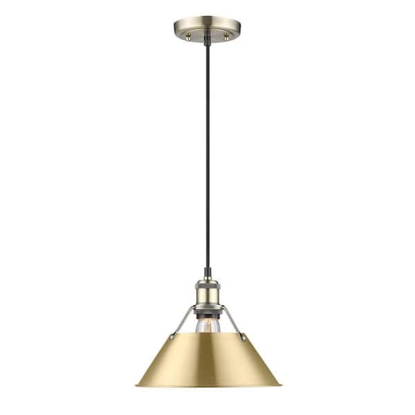 Orwell 100-Watt 1-Light Aged Brass and Brushed Champagne Bronze Pendant Light