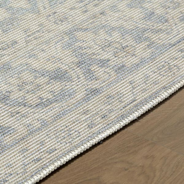Nabela Noor Home Maan Sky Blue Traditional 6 ft. x 9 ft. Machine Woven Area Rug