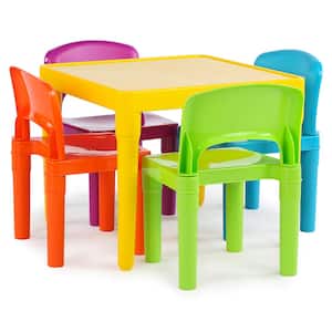 Playtime 5-Piece Vibrant Colors Kids Table and Chair Set