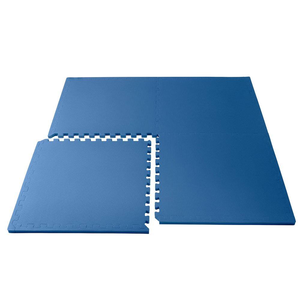 Blue 24" Interlocking EVA Foam Gym Floor Tiles, 3/4" Thick